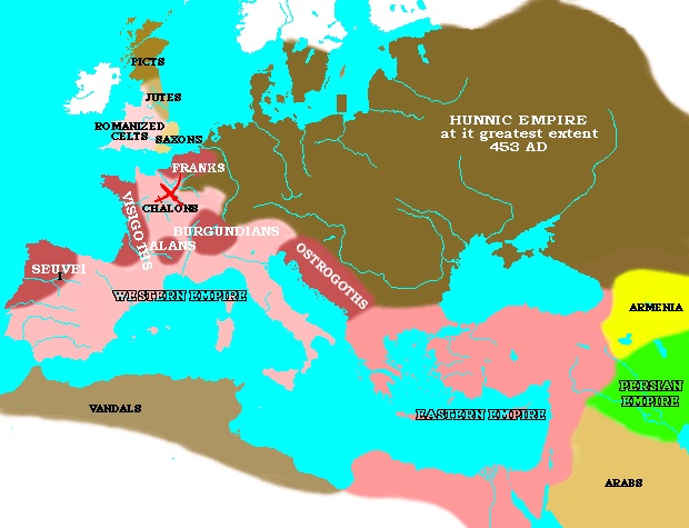 Az első Bátor senyő utódbirodalmának térképe több mint ezer esztendővel Attila előtt.  6