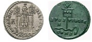 Vetranius és Nagy Konstantin, bizánci császár pénzérméje